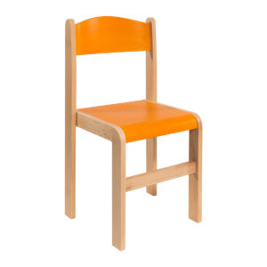 Detská stolička model 2 z bukového masívu - oranžová